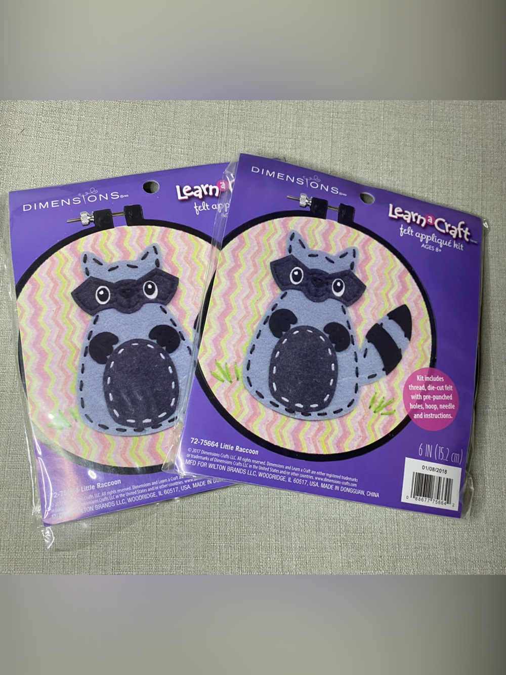 🔥Bundle 10 for $20🔥 Learn-A-Craft Raccoon Appliqué Pair - Set of 2 - ages 8+